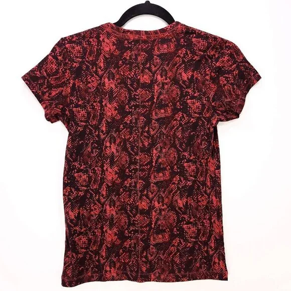 Rag & Bone Tshirt All Over Snake Print Red Organic Cotton Size XS Short Sleeve - Picture 3 of 12